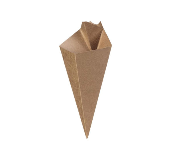 Žepek za krompirček ( z dodatnim razdelkom za omako) CHIP CONE kraft 50 kos