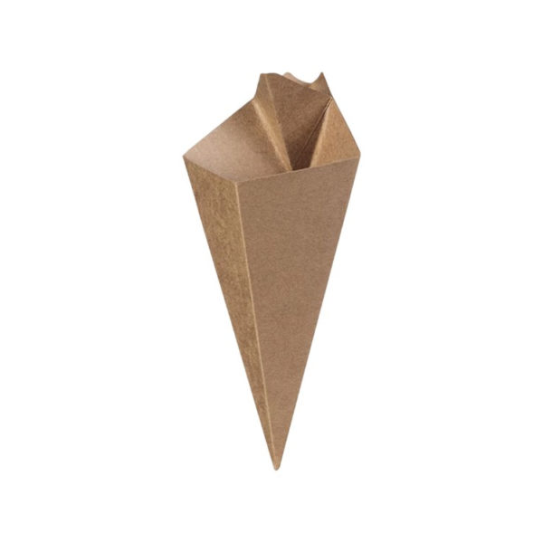 Žepek za krompirček ( z dodatnim razdelkom za omako) CHIP CONE kraft 50 kos