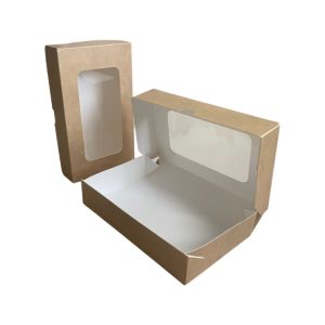 Papirnata posoda z oknom ECO TABOX 1000 ml 200x120x40 mm kraft 50 kos