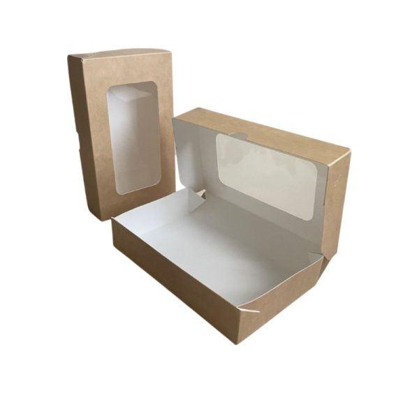 Papirnata posoda z oknom ECO TABOX 1000 ml 200x120x40 mm kraft 50 kos