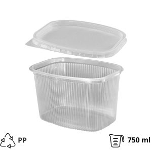 Posodica PP 750 ml 139x102x90mm prozorna, s pokrovom, 50 kos (komplet)