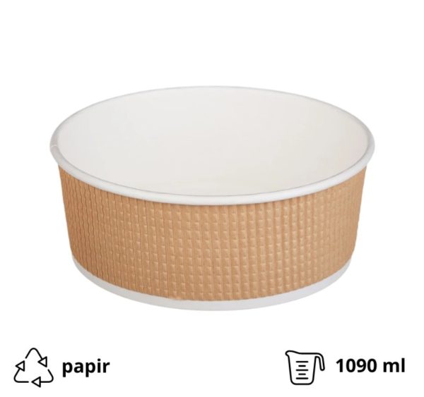 Papirnata posoda Tambien ECO 1090 ml d=166 mm h=65 mm kraft, pikčasta , brez pokrova [25 kos/pak]