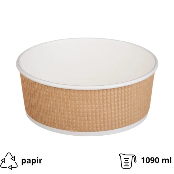 Papirnata posoda Tambien ECO 1090 ml d=166 mm h=65 mm kraft, pikčasta , brez pokrova [25 kos/pak]