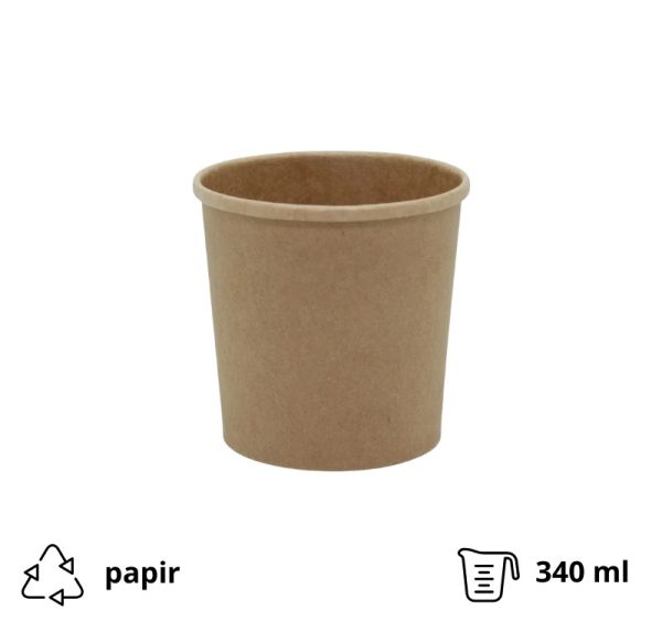 Papirnata posoda Tambien ECO 340 ml d=90 mm h=85 mm kraft, brez pokrova [25 kos/pak]