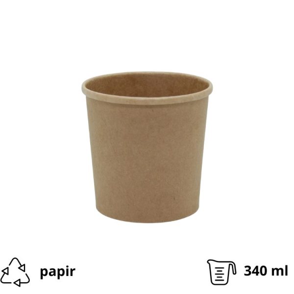 Papirnata posoda Tambien ECO 340 ml d=90 mm h=85 mm kraft, brez pokrova [25 kos/pak]