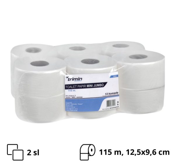 Toaletni papir v roli 2 sl 115 m bele [12 kos/pak]