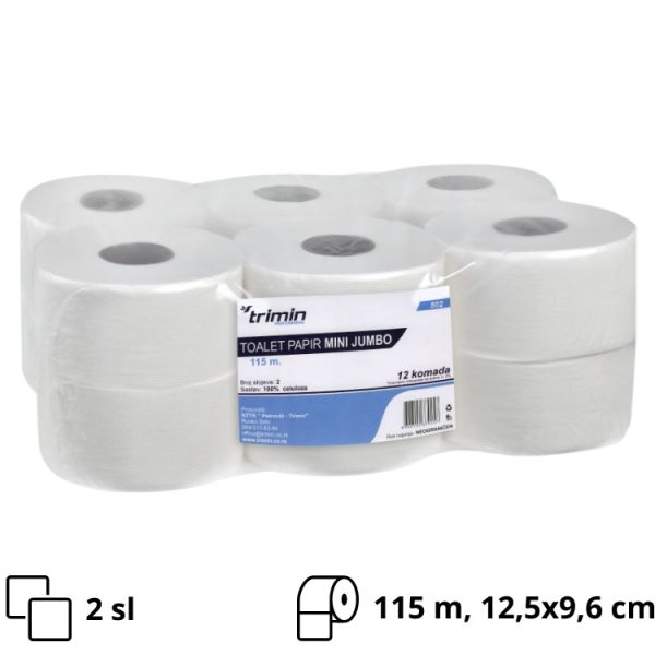 Toaletni papir v roli 2 sl 115 m bele [12 kos/pak]