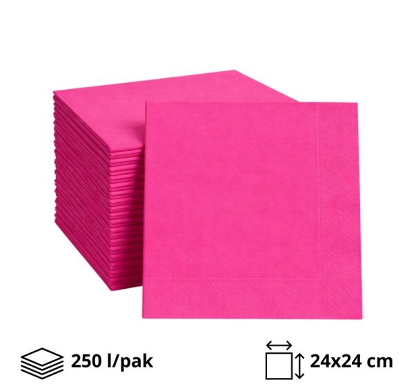 Papirnate serviete 2 sl 24×24 cm roza 250 l/pak