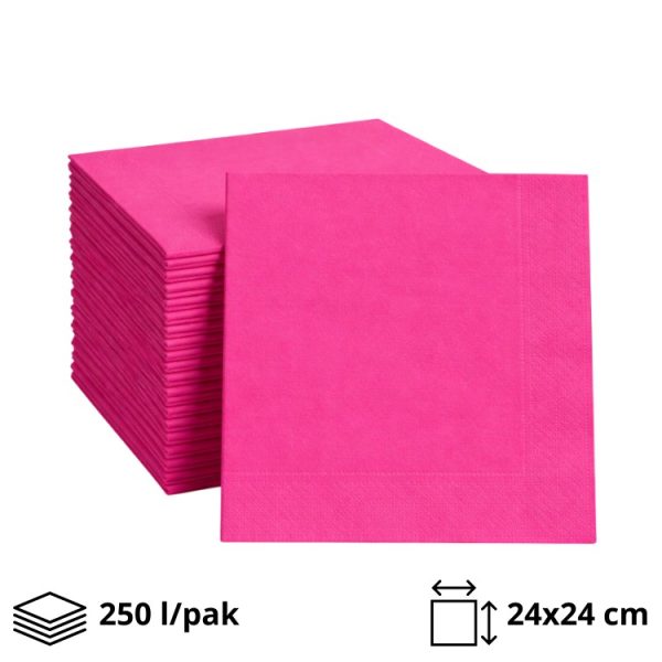 Papirnate serviete 2 sl 24×24 cm roza 250 l/pak