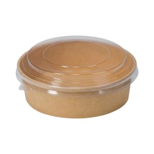 Papirnata posoda 1100 ml d=165 mm h=60 mm kraft s pokrovom 50 kos (komplet)