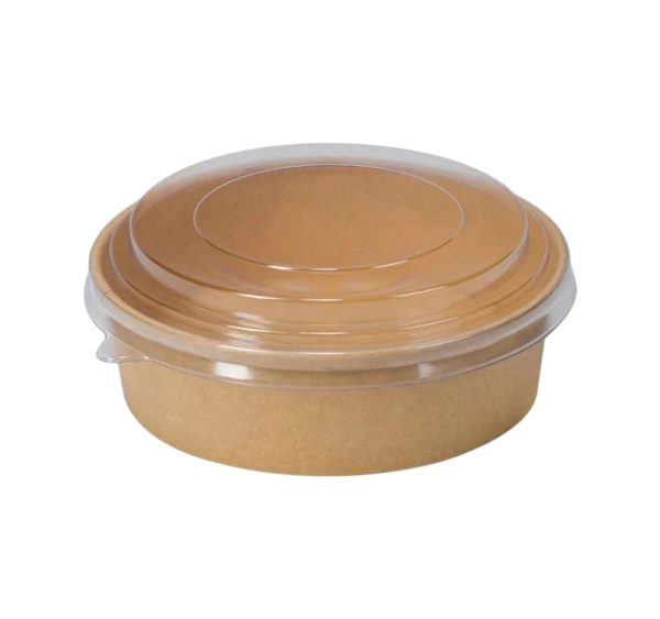 Papirnata posoda 1100 ml d=165 mm h=60 mm kraft s pokrovom 50 kos (komplet)