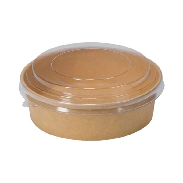 Papirnata posoda 1100 ml d=165 mm h=60 mm kraft s pokrovom 50 kos (komplet)