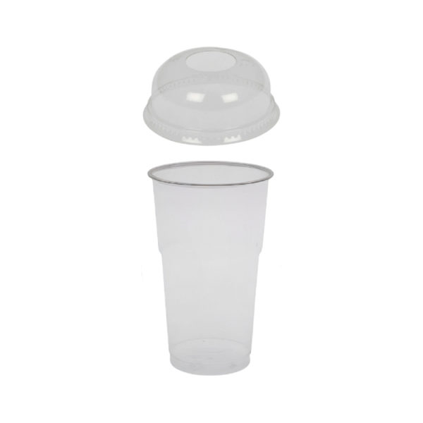 Kozarec rPet 300 ml prozoren z žigom s pokrovom d=78 mm 50 kos (komplet)