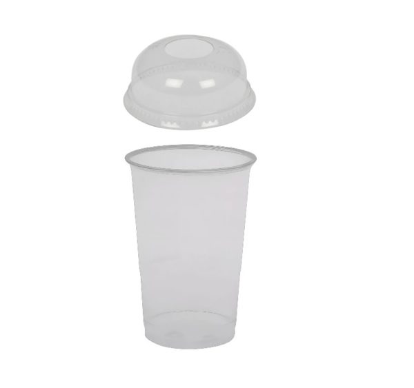 Kozarec rPet 200 ml prozoren z žigom s pokrovom d=78mm 50 kos (komplet)