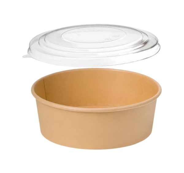 Papirnata posoda 1300 ml d=185 mm kraft, s pokrovom 50 kos (komplet)