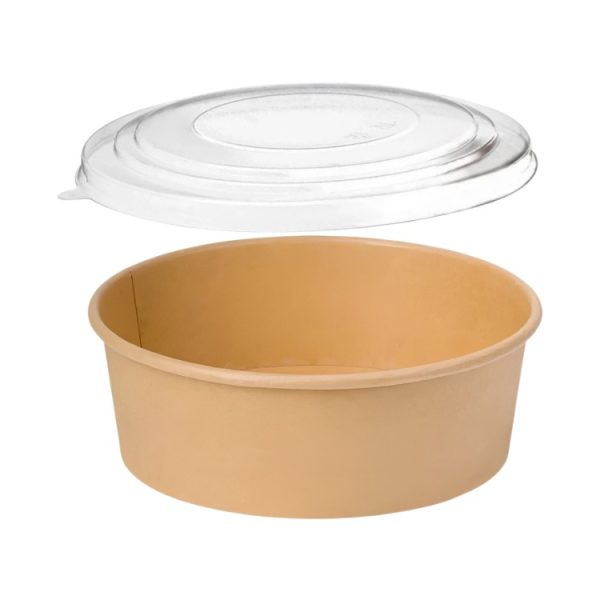 Papirnata posoda 1300 ml d=185 mm kraft, s pokrovom 50 kos (komplet)