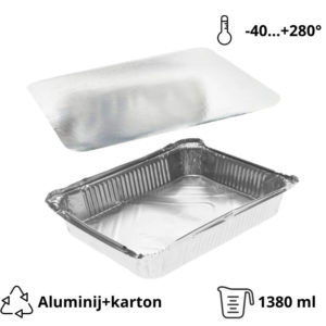 Alu posodica s pokrovom 3180 ml 322x255x51 mm 100 kos