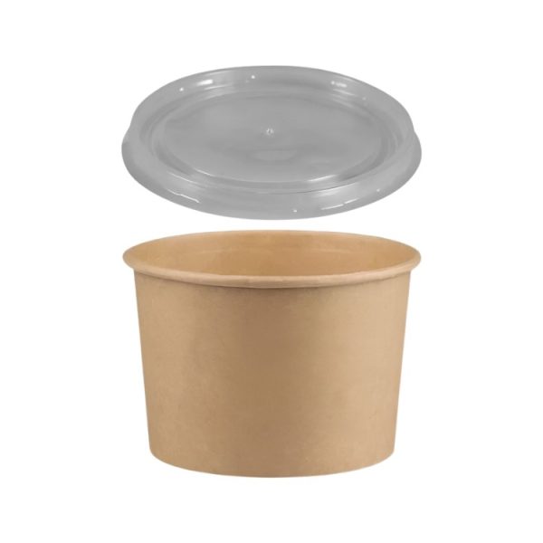 Papirnata posoda 500 ml d=115 mm h=78 mm, kraft, s pokrovom 50 kos (komplet)