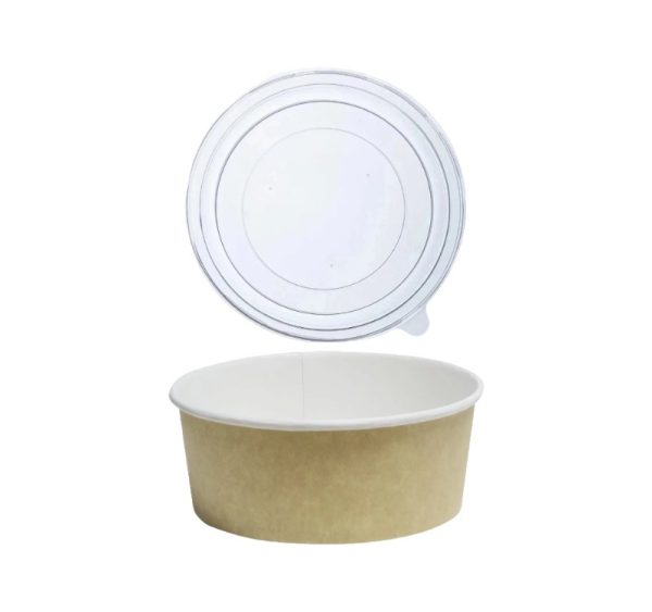 Papirnata posoda 750 ml d=150 mm h=60 mm kraft, s pokrovom 50 kos (komplet)