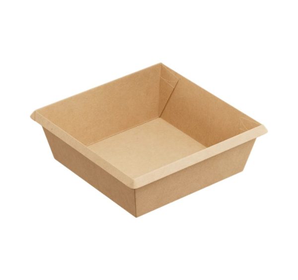 Papirnata posoda OneClick 550 ml 130x130x45 mm, kraft/kraft, brez pokrova 50 kos