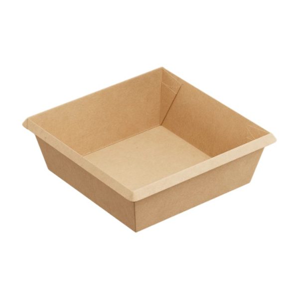 Papirnata posoda OneClick 550 ml 130x130x45 mm, kraft/kraft, brez pokrova 50 kos