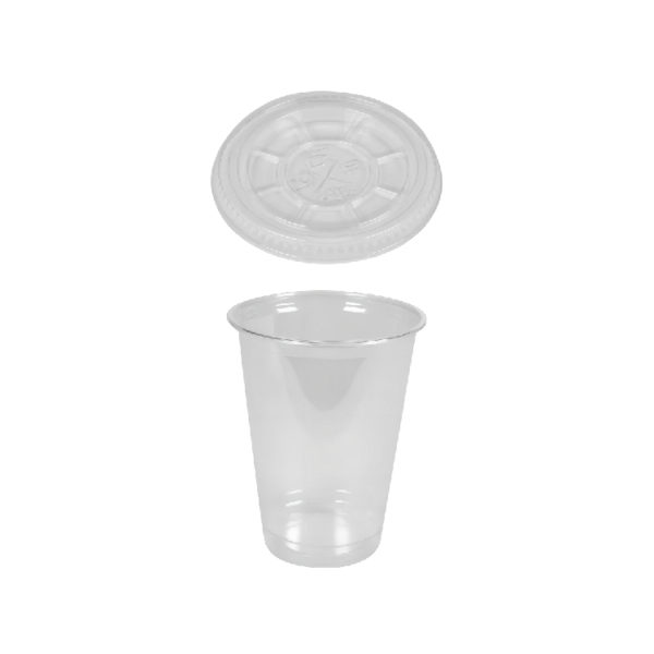 Kozarec rPet 400 ml prozoren s pokrovom d=93mm 50 kos (komplet)