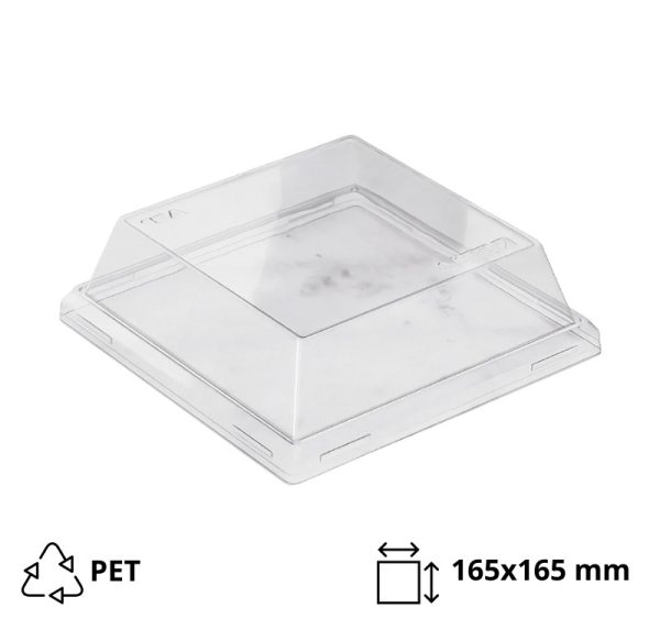 Pokrov za posodo OneClick 165×165 mm, prozoren, h=40 mm 50 kos