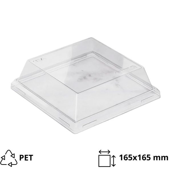 Pokrov za posodo OneClick 165×165 mm, prozoren, h=40 mm 50 kos