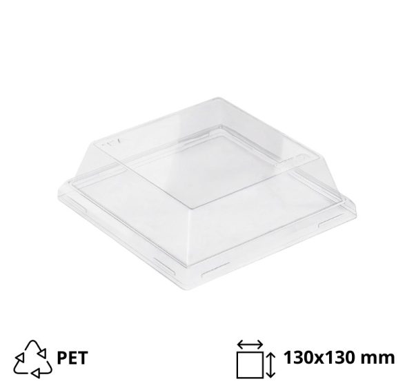 Pokrov za posodo One Click 130×130 mm, h=40mm prozoren 50 kos