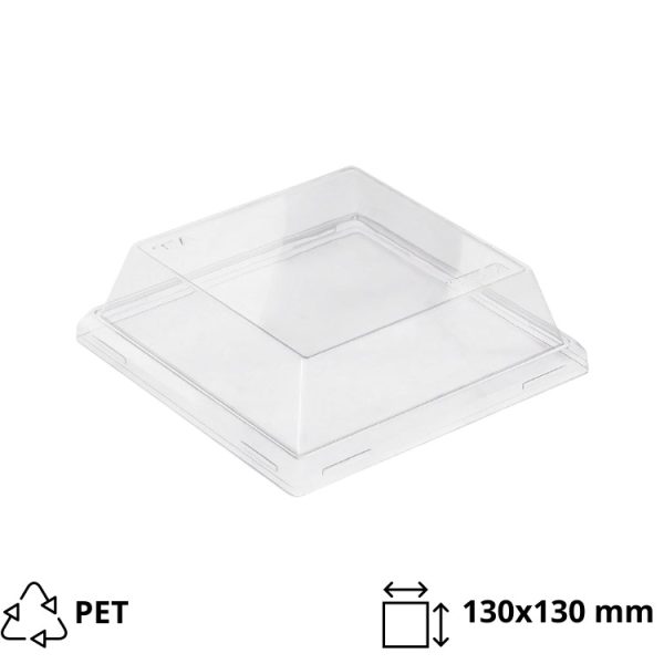 Pokrov za posodo One Click 130×130 mm, h=40mm prozoren 50 kos