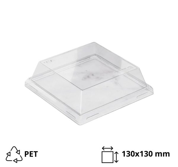 Pokrov za posodo One Click 130×130 mm, h=40mm prozoren 50 kos
