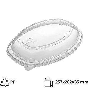 Pokrov PP za ovalno posodo 1450 ml 257x202x35 mm prozoren 35 kos