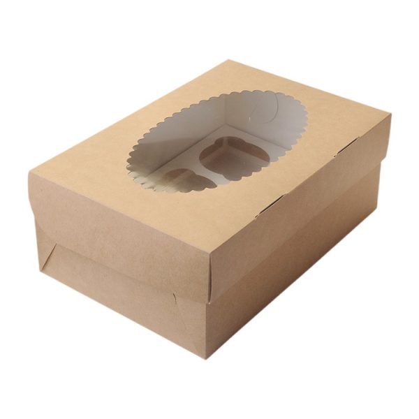 Škatla za muffine z oknom ECO MUF 6 250x170x100 mm kraft 25 kos