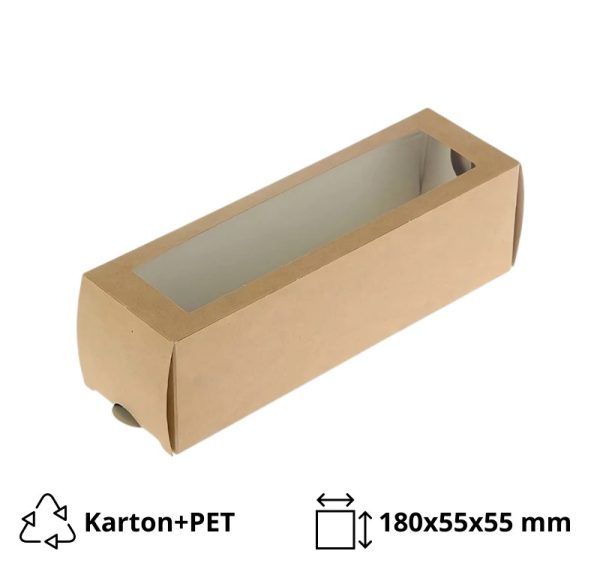 Papirnata posoda z oknom za sladice “Makaroni” 180x55x55 mm kraft 50 kos