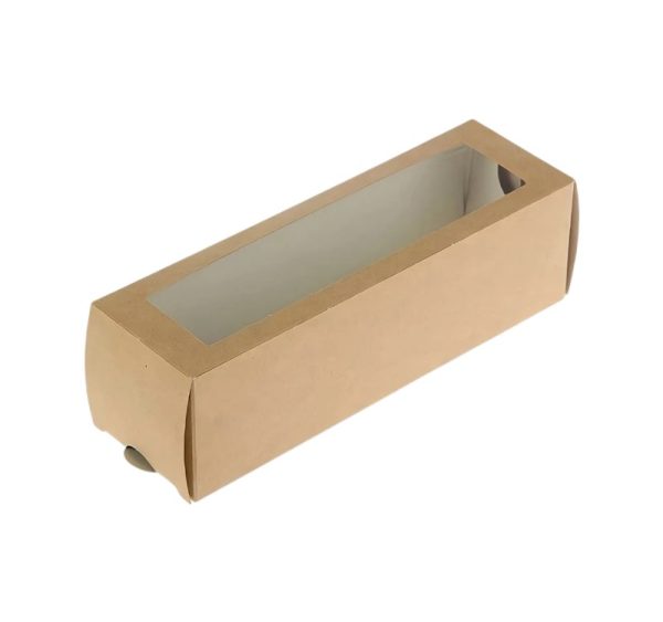 Papirnata posoda z oknom za sladice “Makaroni” 180x55x55 mm kraft 50 kos