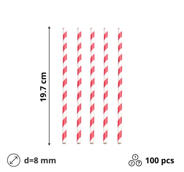 Slamice papirnate d=8 mm l=197 mm lolipop 100 kos/pak
