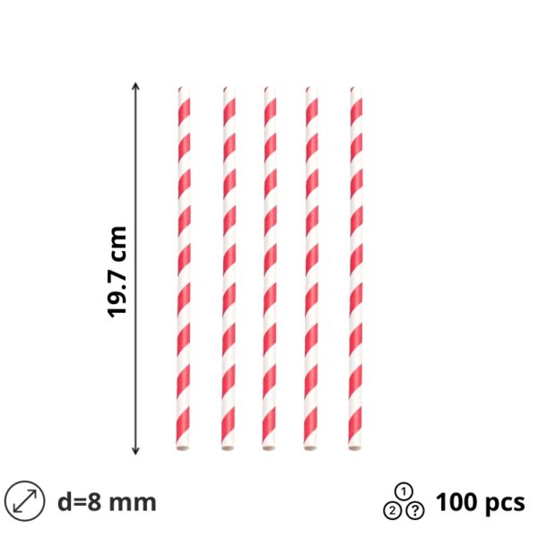 Slamice papirnate d=8 mm l=197 mm lolipop 100 kos/pak