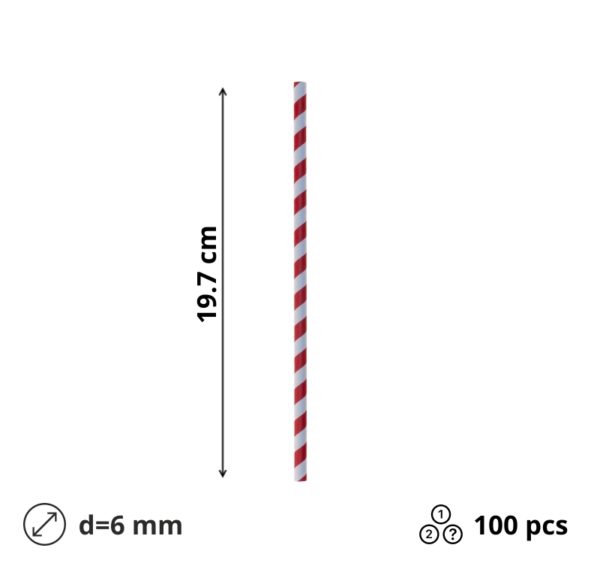 Slamice papirnate d=6 mm l=197 mm lolipop 100 kos