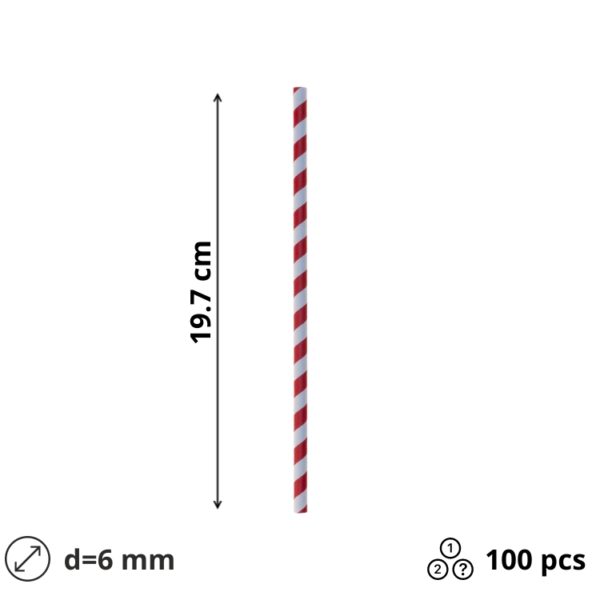 Slamice papirnate d=6 mm l=197 mm lolipop 100 kos