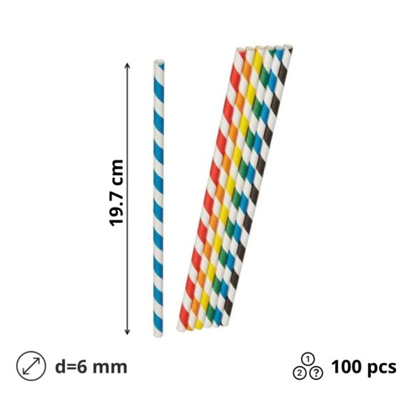 Slamice papirnate d=6 mm l=197 mm MIX 100 kos