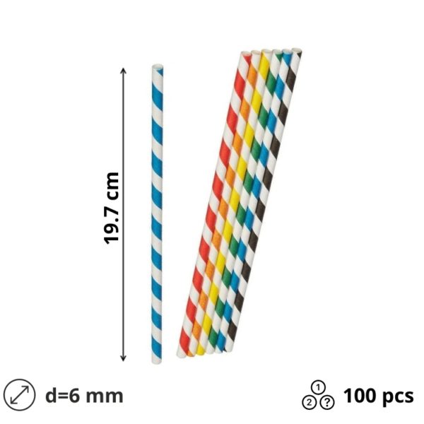 Slamice papirnate d=6 mm l=197 mm MIX 100 kos