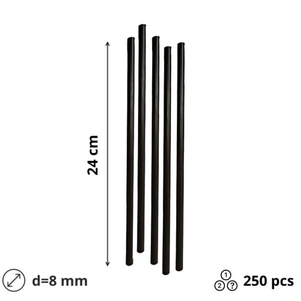 Slamice plastične l=240 mm d=8 mm črne 250 kos/pak