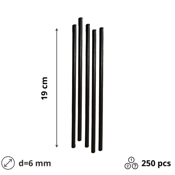 Slamice plastične l=190 mm d=6 mm črne 250 kos/pak