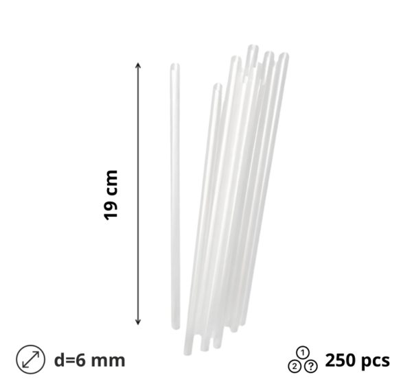 Slamice plastične l=190 mm d=6 mm prozoren 250 kos/pak