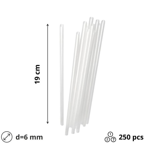 Slamice plastične l=190 mm d=6 mm prozoren 250 kos/pak