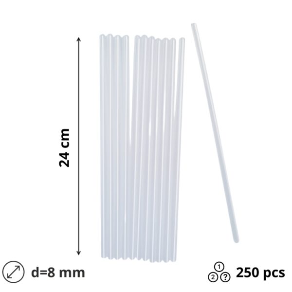 Slamice plastične l=240 mm d=8 mm prozoren 250 kos/pak