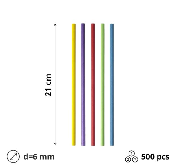Slamice papirnate d=6 mm l=210 mm MIX 500 kos/pak