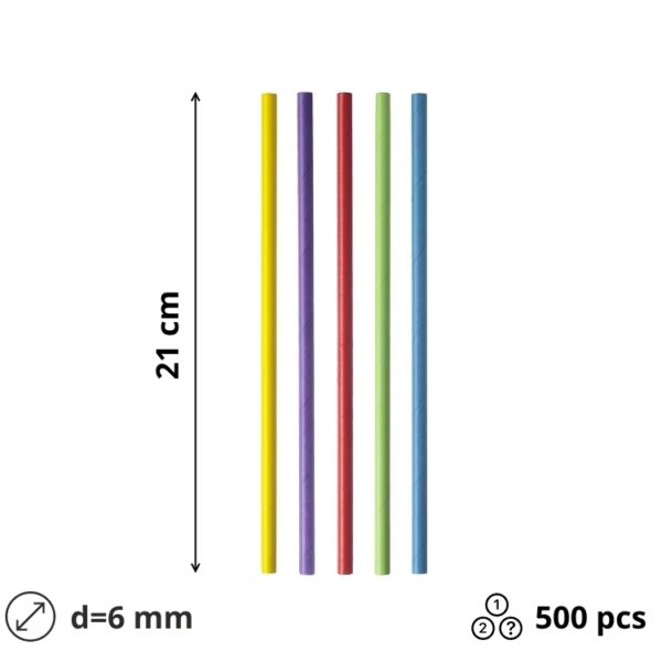 Slamice papirnate d=6 mm l=210 mm MIX 500 kos/pak