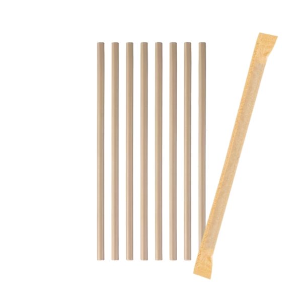 Slamice papirnate d=8 mm l=210 mm kraft posamično 500 kos/pak