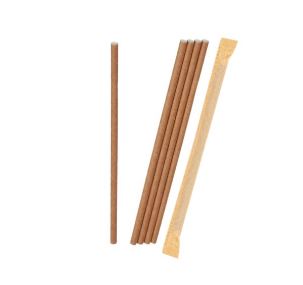 Slamice papirnate d=6 mm l=195 mm kraft posamično 250 kos/pak [5 kos/pak]